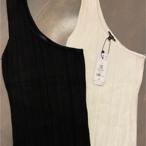 Dynamite Black and White Ribbed Tank Tops